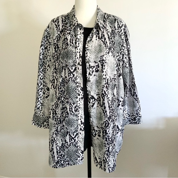 Oversized Jones New York linen reptile shirt - Picture 1 of 8